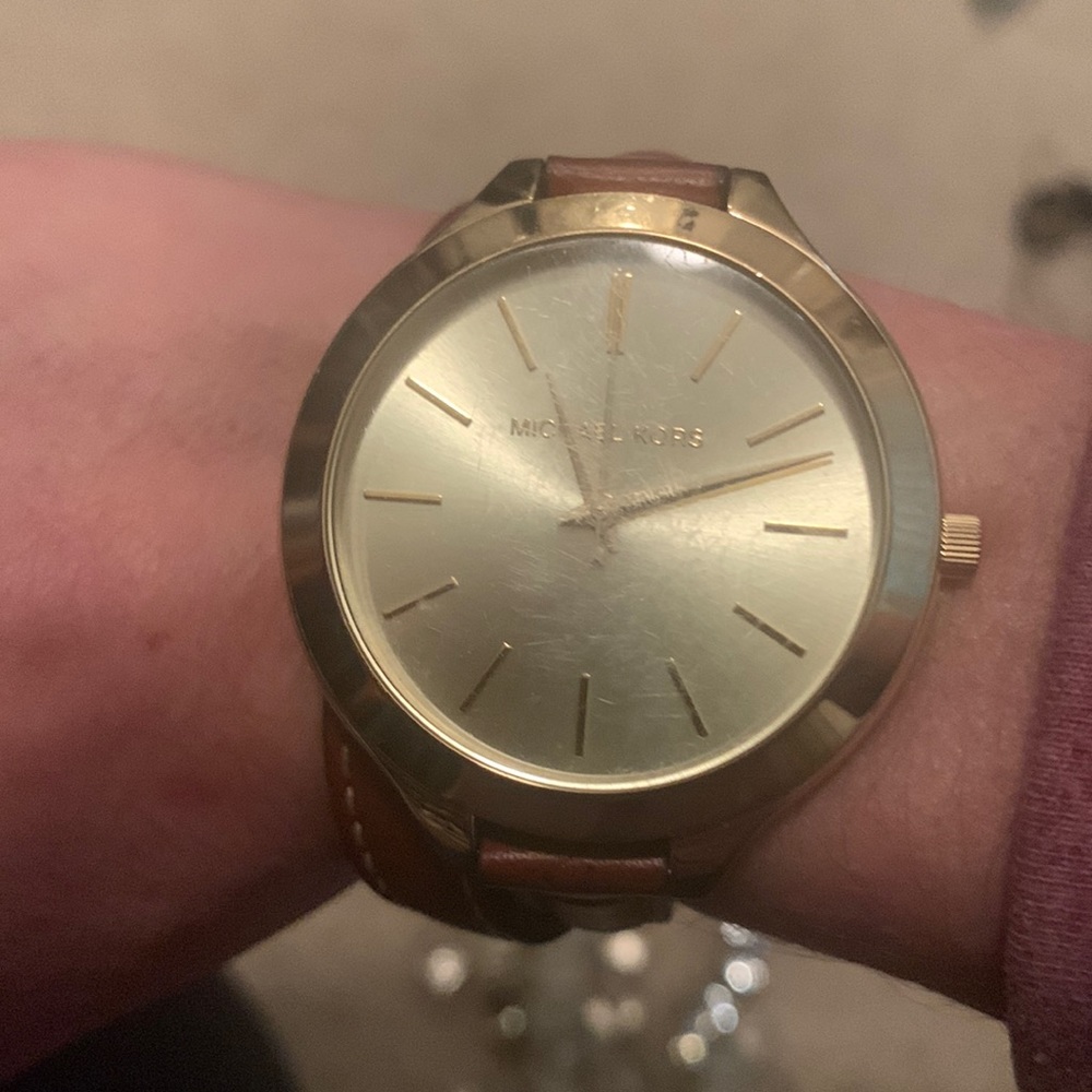 Michael Kors leather double wrap watch